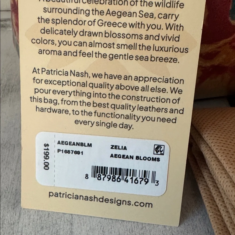Patricia Nash Zelia Floral Leather Chain Strap Should Handbag Aegean Blooms Tan